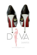 Load image into Gallery viewer, Tacones Geno Del Tu Negro/Plata