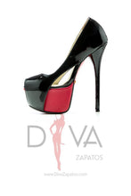 Load image into Gallery viewer, Tacones Geno Del Tu Negro/Rojo