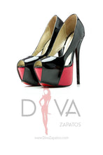 Load image into Gallery viewer, Tacones Geno Del Tu Negro/Rojo