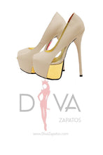Load image into Gallery viewer, Tacones Geno Del Tu Nude/Dorado